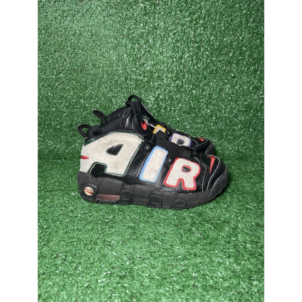 Nike Air More Uptempo Black Multicolor Casual Sneakers Kids 4.5Y Womens Size 6